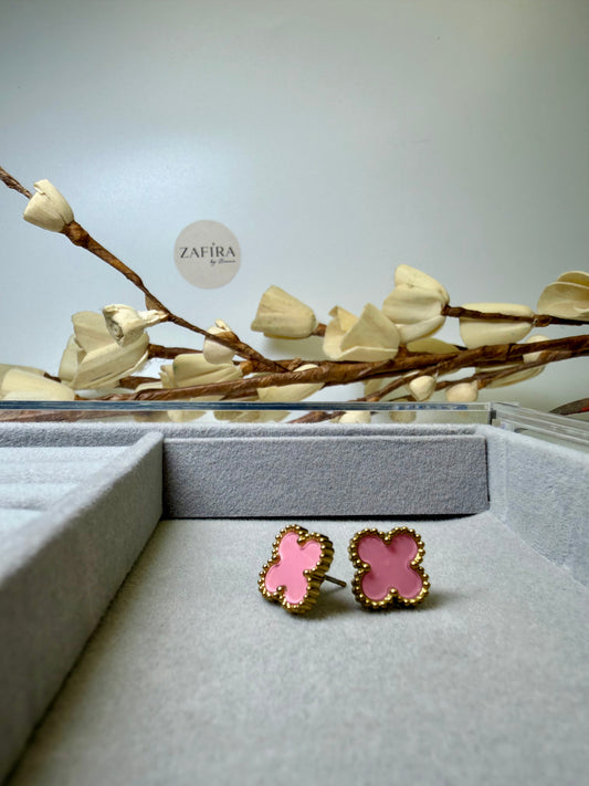 Pink Clover Studs