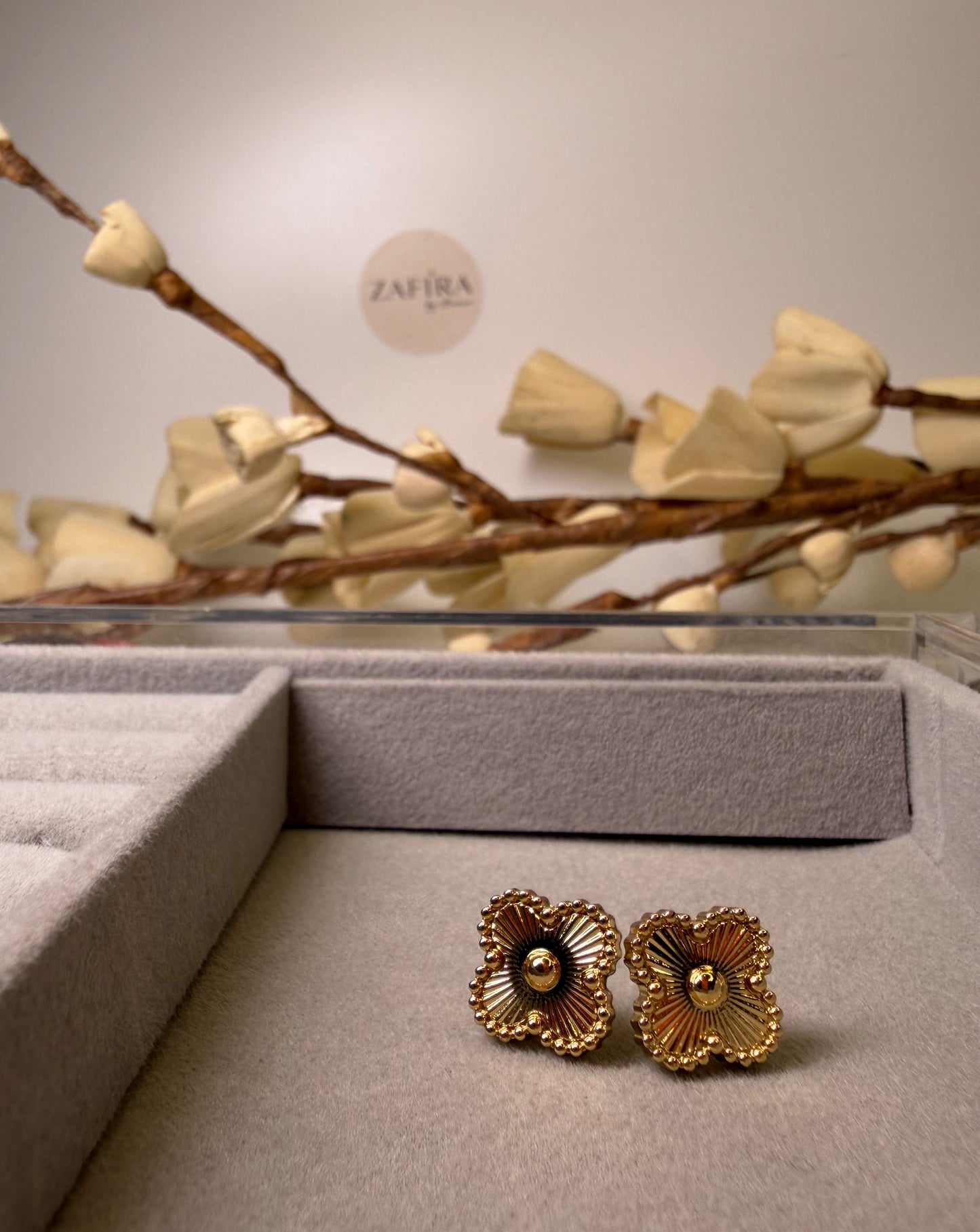 Gold Clover Studs