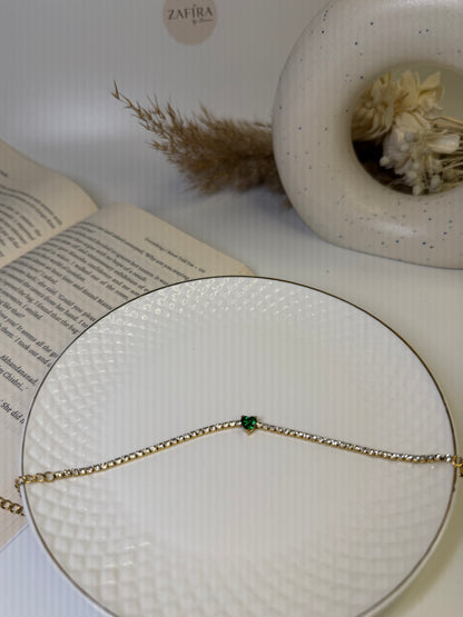 Green Heart Tennis Bracelet