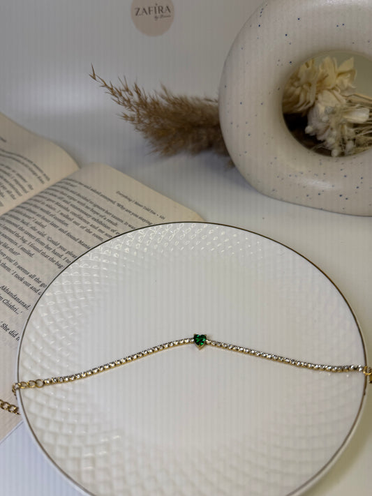 Green Heart Tennis Bracelet