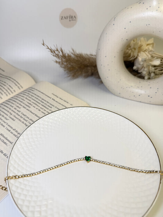 Green Heart Tennis Bracelet